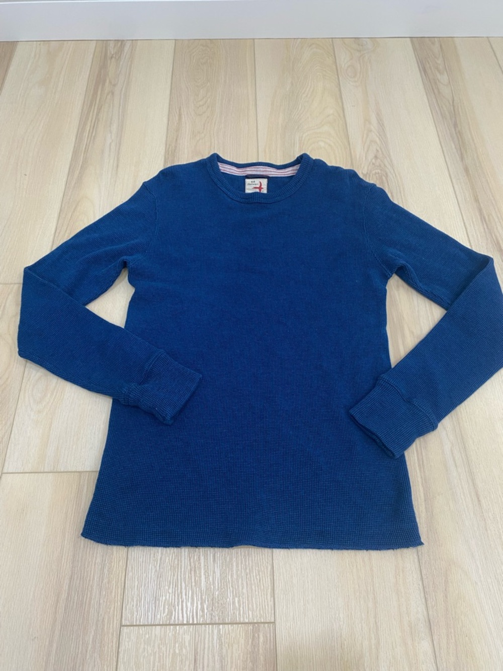 Relwen Bi-Waffle Thermal Crew Sweatshirt Mens Medium Dark Marine Blue Cotton
